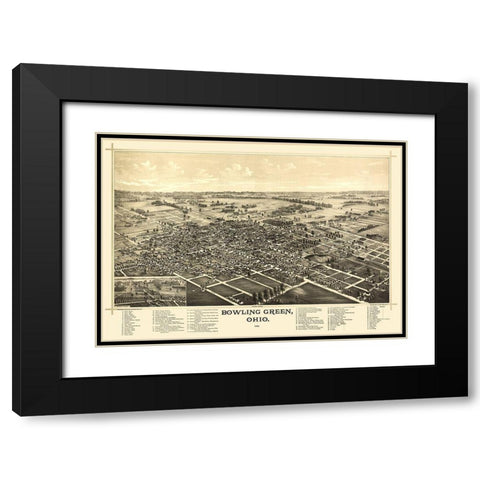 Bowling Green Ohio - Norris 1888  Black Modern Wood Framed Art Print with Double Matting by Norris