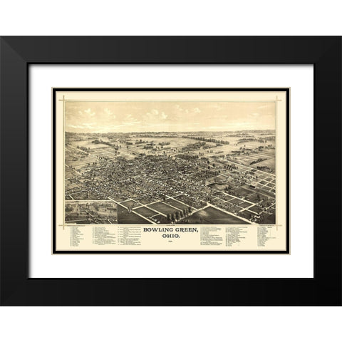 Bowling Green Ohio - Norris 1888  Black Modern Wood Framed Art Print with Double Matting by Norris