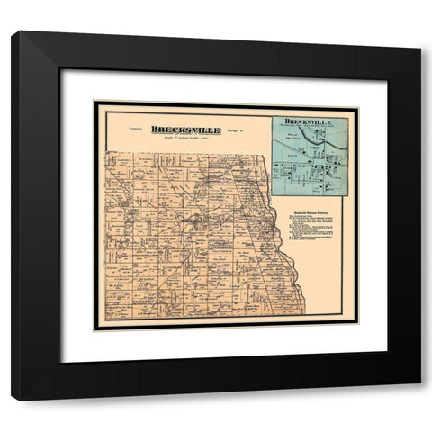 Brecksville Ohio Landowner - Titus 1874- 26 x 23 Black Modern Wood Framed Art Print with Double Matting by Titus