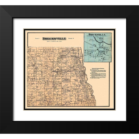 Brecksville Ohio Landowner - Titus 1874- 26 x 23 Black Modern Wood Framed Art Print with Double Matting by Titus