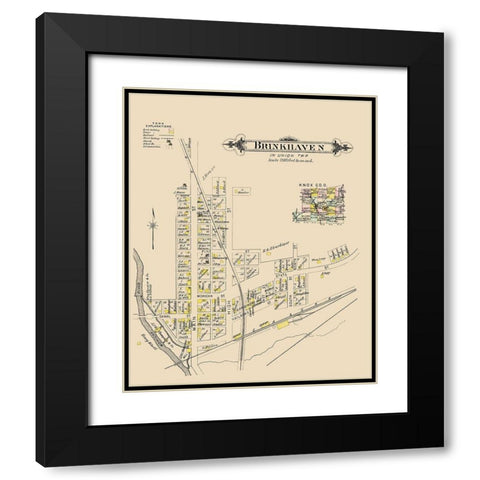 Brinkhaven Ohio Landowner - Caldwell 1896 Black Modern Wood Framed Art Print with Double Matting by Caldwell