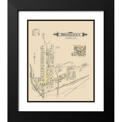 Brinkhaven Ohio Landowner - Caldwell 1896 Black Modern Wood Framed Art Print with Double Matting by Caldwell