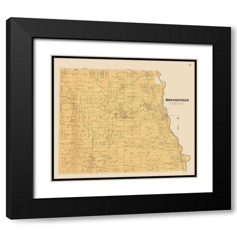 Brecksville Ohio Landowner - Cram 1892 Black Modern Wood Framed Art Print with Double Matting by Cram