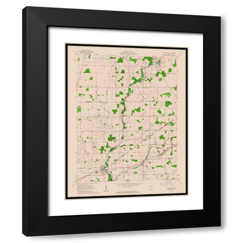 Caledonia Ohio Quad - USGS 1961 Black Modern Wood Framed Art Print with Double Matting by USGS