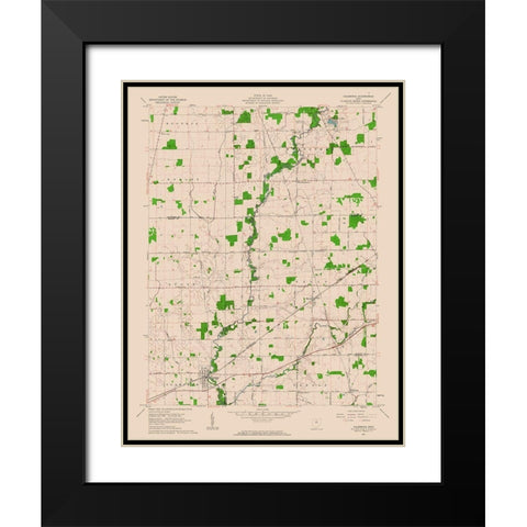 Caledonia Ohio Quad - USGS 1961 Black Modern Wood Framed Art Print with Double Matting by USGS