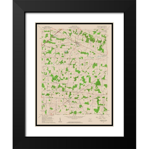 Chesterville Ohio Quad - USGS 1961 Black Modern Wood Framed Art Print with Double Matting by USGS