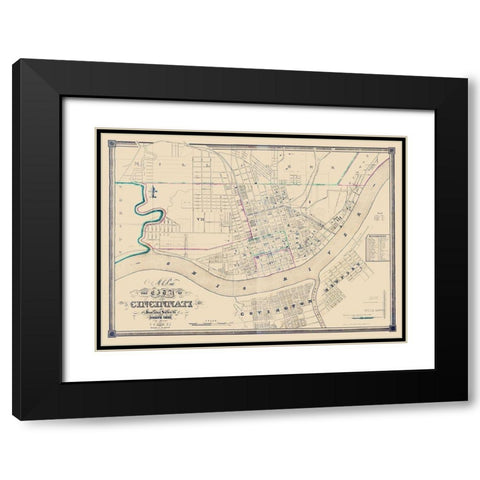 Cincinatti Ohio - Haviland 1838 Black Modern Wood Framed Art Print with Double Matting by Haviland