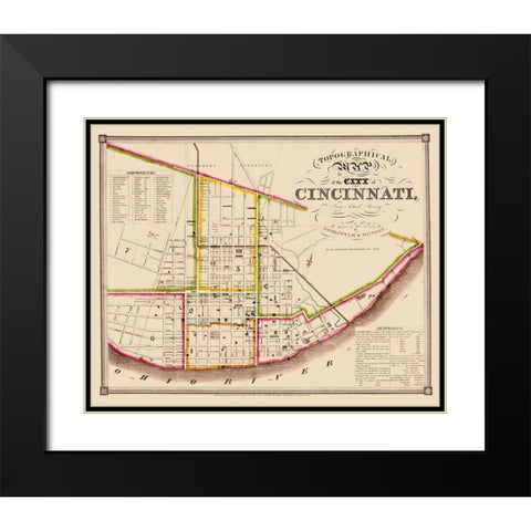 Cincinatti Ohio - Doolittle 1871 Black Modern Wood Framed Art Print with Double Matting by Doolittle