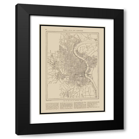 Cincinnati  Ohio - Reynold 1921 Black Modern Wood Framed Art Print with Double Matting by Reynold