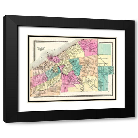 Cleveland Ohio - City Engineer 1872 Black Modern Wood Framed Art Print with Double Matting by City Engineer