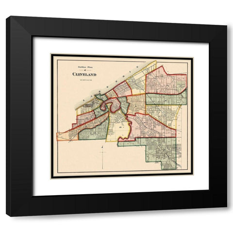 Cleveland Ohio Index - Titus 1874 Black Modern Wood Framed Art Print with Double Matting by Titus