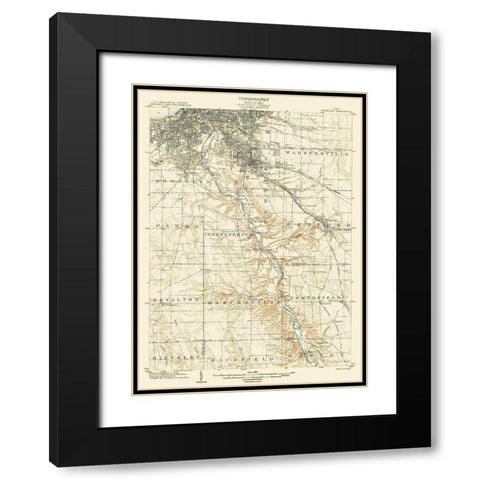 Cleveland Ohio Quad - USGS 1903 Black Modern Wood Framed Art Print with Double Matting by USGS
