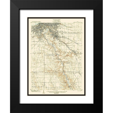Cleveland Ohio Quad - USGS 1903 Black Modern Wood Framed Art Print with Double Matting by USGS