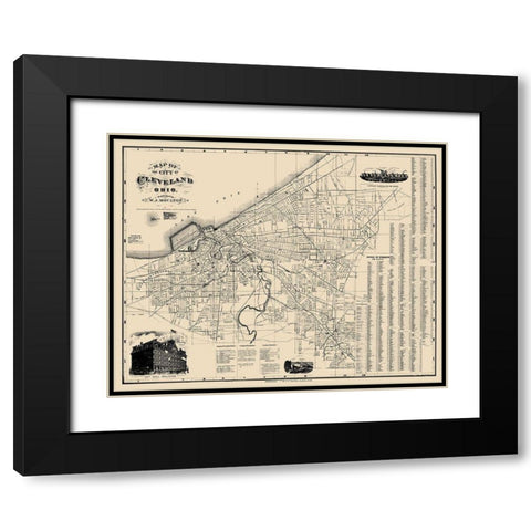 Cleveland Ohio - Morgan 1884 Black Modern Wood Framed Art Print with Double Matting by Morgan