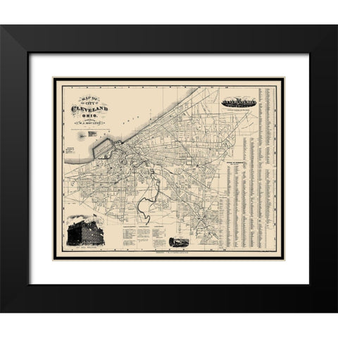 Cleveland Ohio - Morgan 1884 Black Modern Wood Framed Art Print with Double Matting by Morgan
