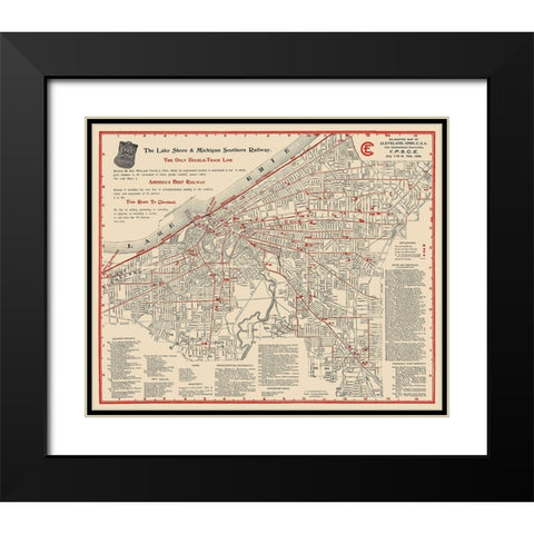 Cleveland Ohio Railways - Stranahan Co 1894 Black Modern Wood Framed Art Print with Double Matting by Stranahan