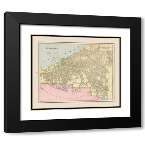 Cleveland  Ohio  - Cram 1892 Black Modern Wood Framed Art Print with Double Matting by Cram