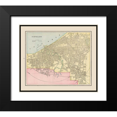 Cleveland  Ohio  - Cram 1892 Black Modern Wood Framed Art Print with Double Matting by Cram