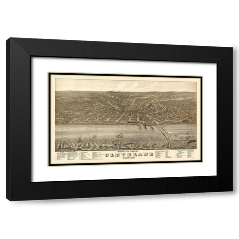 Cleveland Ohio - Stoner 1877  Black Modern Wood Framed Art Print with Double Matting by Stoner