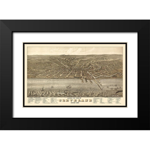 Cleveland Ohio - Stoner 1877  Black Modern Wood Framed Art Print with Double Matting by Stoner