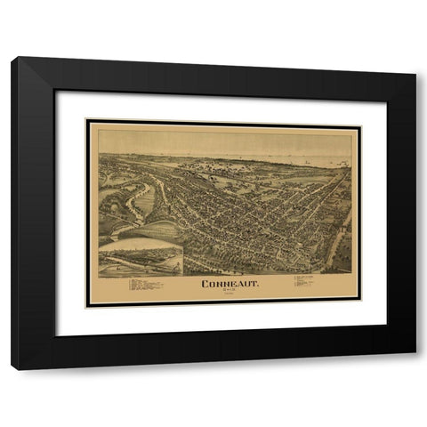Conneaut Ohio - Fowler 1896  Black Modern Wood Framed Art Print with Double Matting by Fowler