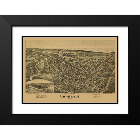 Conneaut Ohio - Fowler 1896  Black Modern Wood Framed Art Print with Double Matting by Fowler