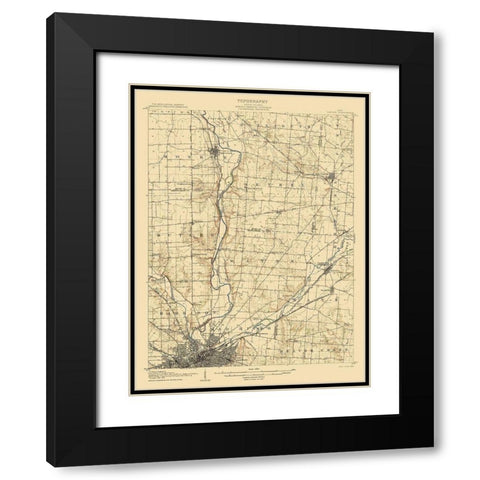 Dayton Ohio Quad - USGS 1906 Black Modern Wood Framed Art Print with Double Matting by USGS