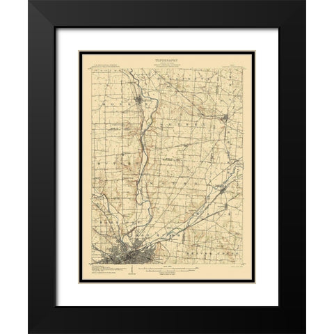 Dayton Ohio Quad - USGS 1906 Black Modern Wood Framed Art Print with Double Matting by USGS