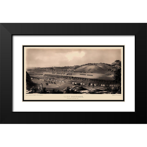 Camp Dennison Ohio - Gibson 1860 Black Modern Wood Framed Art Print with Double Matting by Gibson