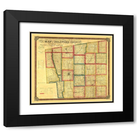 Delaware County Ohio - Eaton 1849  Black Modern Wood Framed Art Print with Double Matting by Eaton