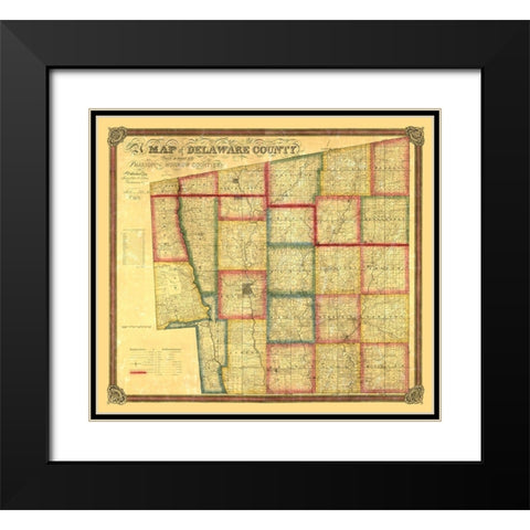 Delaware County Ohio - Eaton 1849  Black Modern Wood Framed Art Print with Double Matting by Eaton