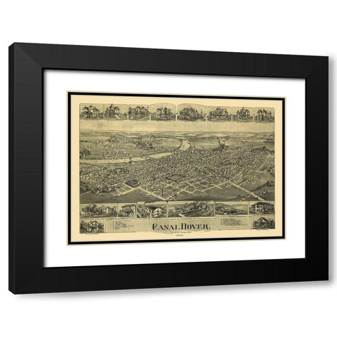 Dover Ohio - Downs 1899  Black Modern Wood Framed Art Print with Double Matting by Downs