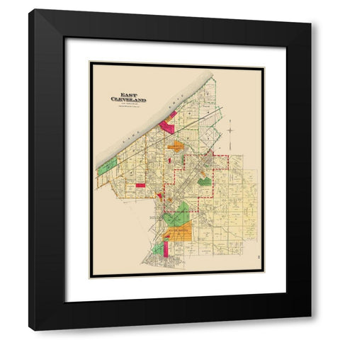 East Cleveland Ohio Landowner - Cram 1892 Black Modern Wood Framed Art Print with Double Matting by Cram