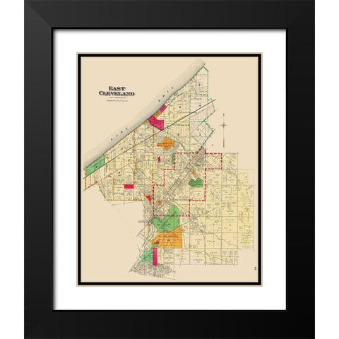 East Cleveland Ohio Landowner - Cram 1892 Black Modern Wood Framed Art Print with Double Matting by Cram