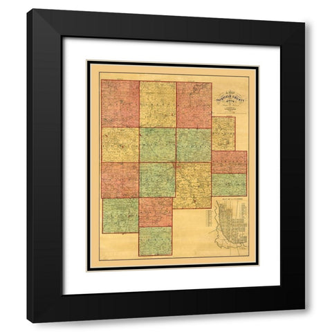 Fairfield County Ohio - Touson 1848  Black Modern Wood Framed Art Print with Double Matting by Touson