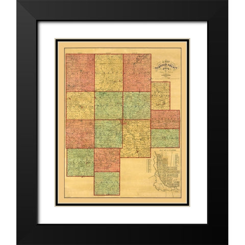 Fairfield County Ohio - Touson 1848  Black Modern Wood Framed Art Print with Double Matting by Touson