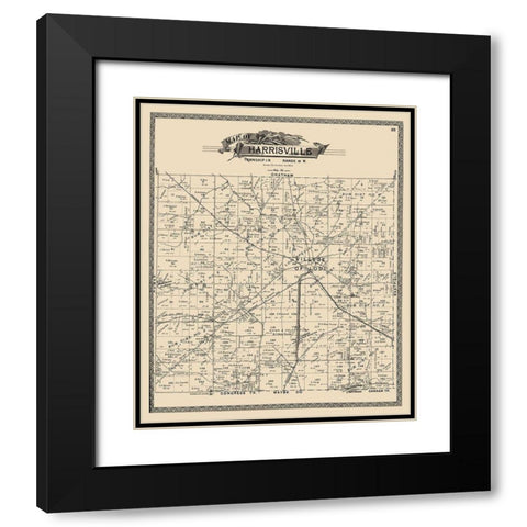 Harrisville Ohio Landowner - American Atlas 1897 Black Modern Wood Framed Art Print with Double Matting by American Atlas
