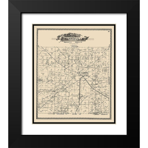 Harrisville Ohio Landowner - American Atlas 1897 Black Modern Wood Framed Art Print with Double Matting by American Atlas