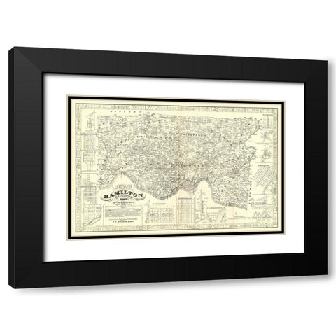 Hamilton County Ohio - Emerson 1847  Black Modern Wood Framed Art Print with Double Matting by Emerson