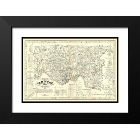 Hamilton County Ohio - Emerson 1847  Black Modern Wood Framed Art Print with Double Matting by Emerson