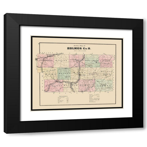 Holmes Ohio - Caldwell 1907 Black Modern Wood Framed Art Print with Double Matting by Caldwell
