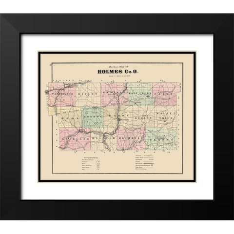 Holmes Ohio - Caldwell 1907 Black Modern Wood Framed Art Print with Double Matting by Caldwell