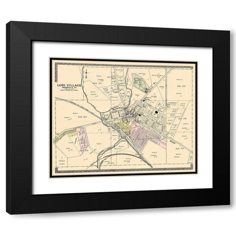 Lodi Village Ohio Landowner - American Atlas 1896 Black Modern Wood Framed Art Print with Double Matting by American Atlas