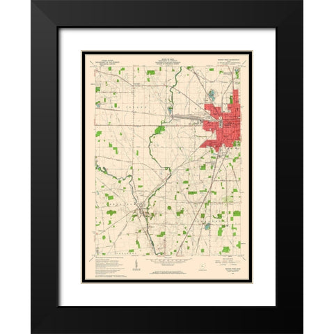 West Marion Ohio Quad - USGS 1961 Black Modern Wood Framed Art Print with Double Matting by USGS