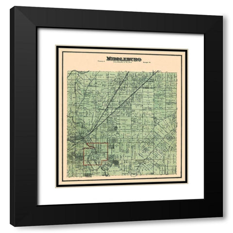 Middleburg Ohio Landowner - Stewart 1874 Black Modern Wood Framed Art Print with Double Matting by Stewart