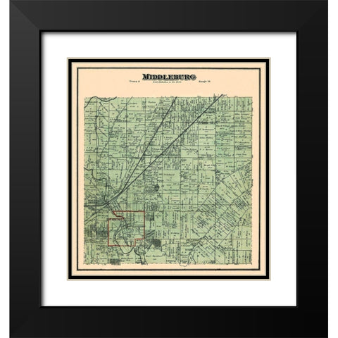 Middleburg Ohio Landowner - Stewart 1874 Black Modern Wood Framed Art Print with Double Matting by Stewart