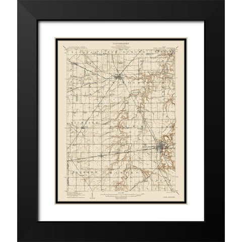 Upper Sandusky Ohio Quad - USGS 1907 Black Modern Wood Framed Art Print with Double Matting by USGS