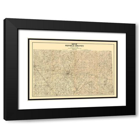 Seneca County Ohio - Woods 1891  Black Modern Wood Framed Art Print with Double Matting by Woods