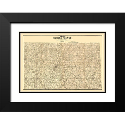 Seneca County Ohio - Woods 1891  Black Modern Wood Framed Art Print with Double Matting by Woods