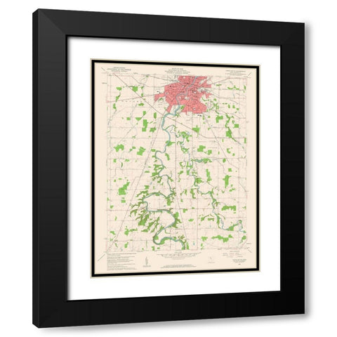 South Tiffin Ohio Quad - USGS 1960 Black Modern Wood Framed Art Print with Double Matting by USGS